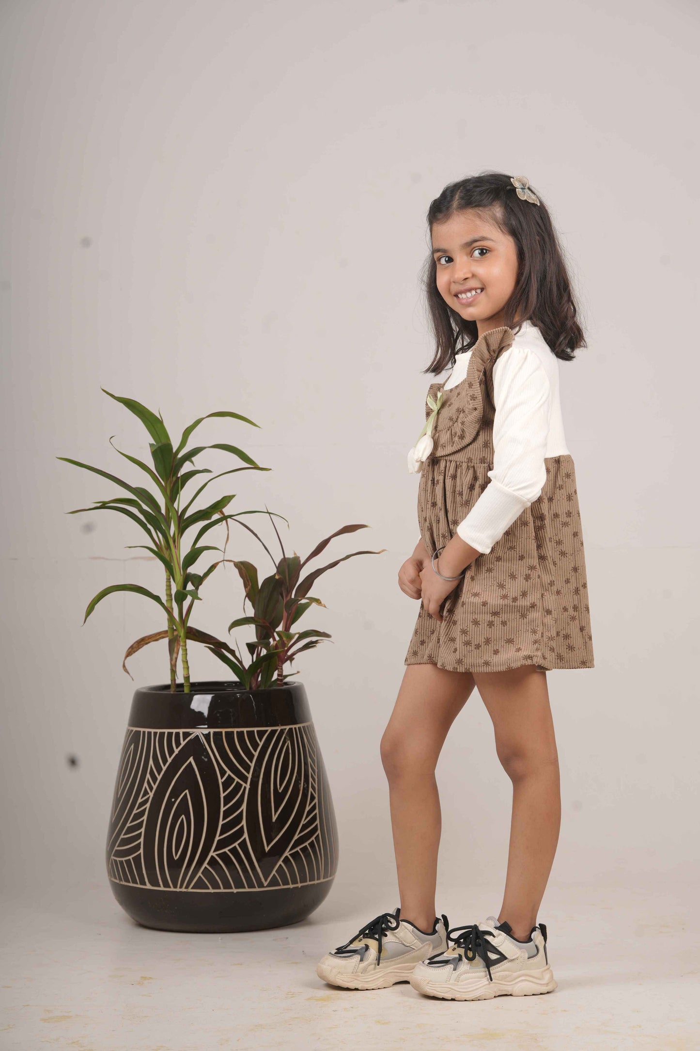 Girls’ Brown Frock – Elegant Party & Casual Wear Dress