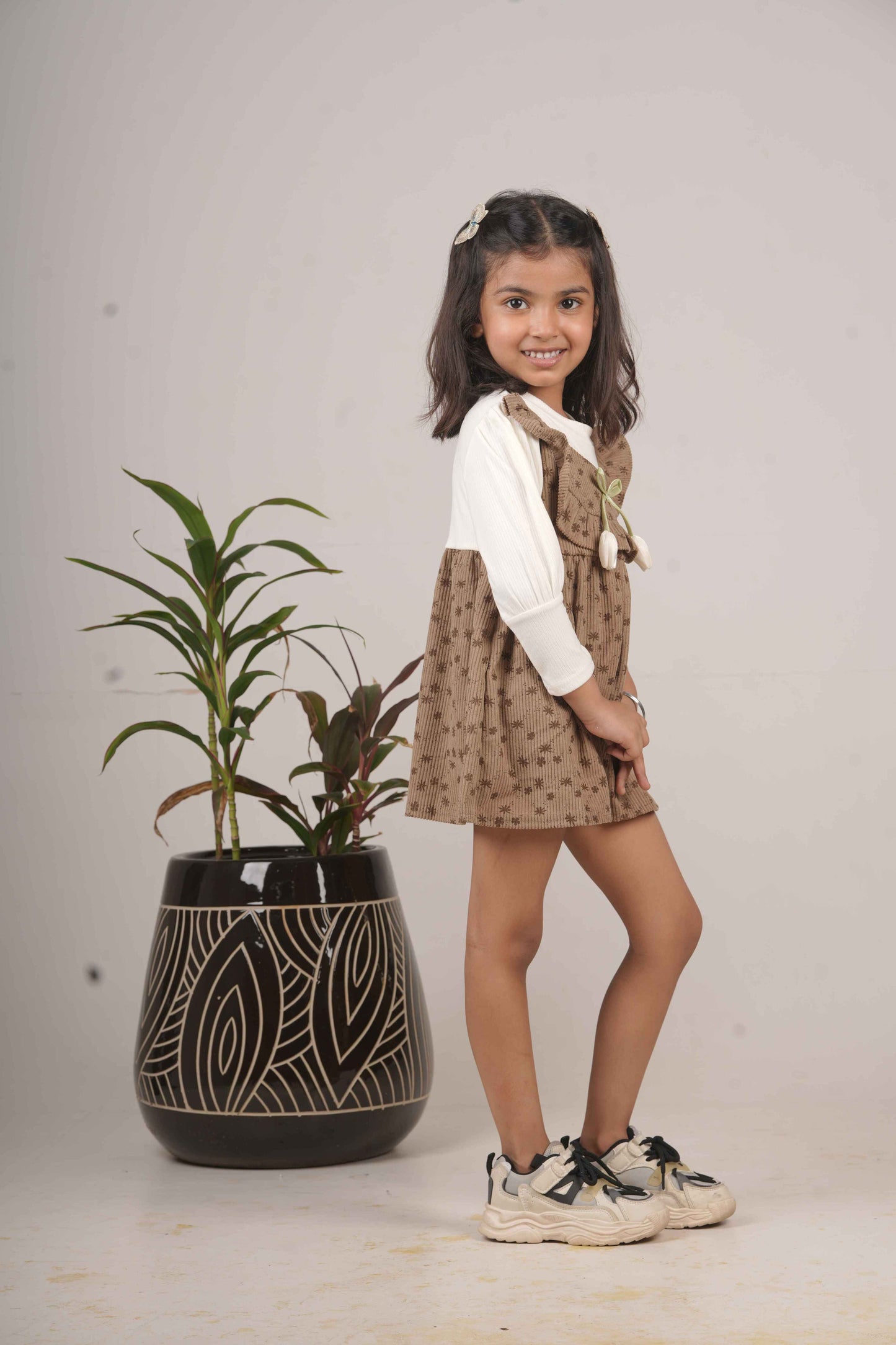 Girls’ Brown Frock – Elegant Party & Casual Wear Dress