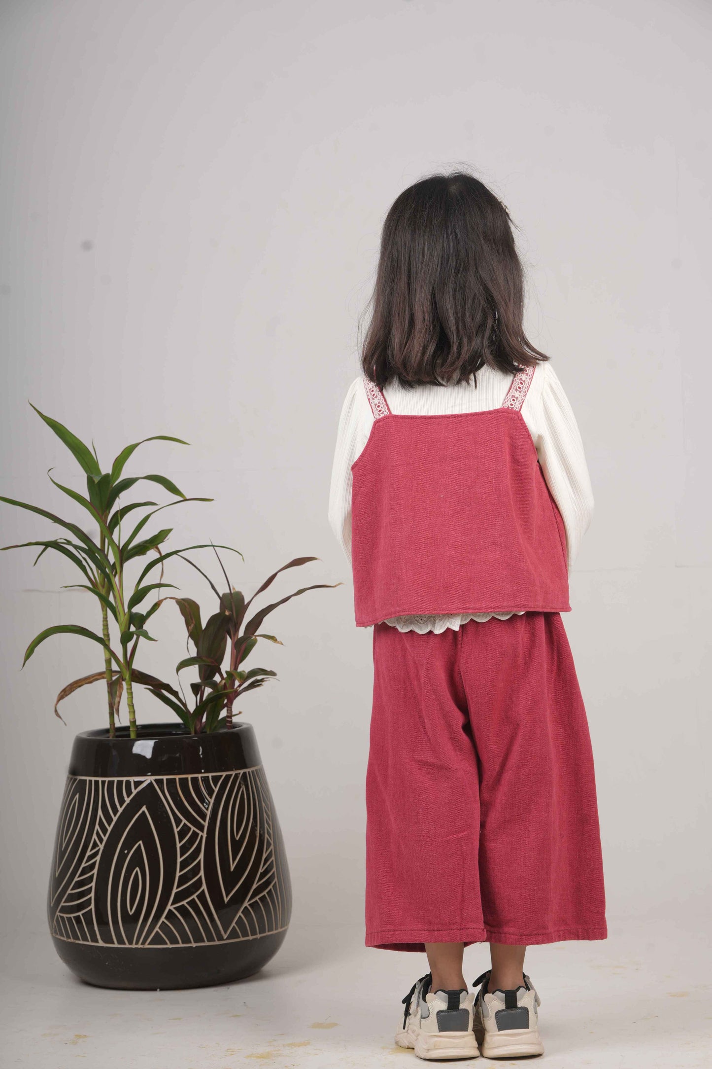 Girls Mehroon Denim Caferey with Top