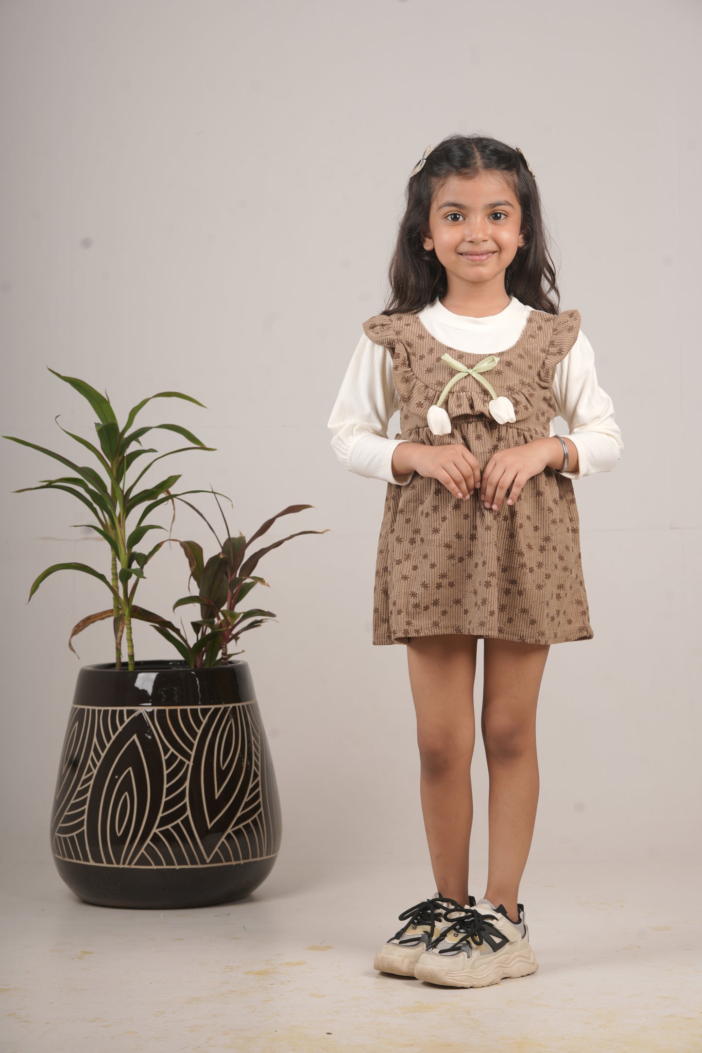 Girls’ Brown Frock – Elegant Party & Casual Wear Dress