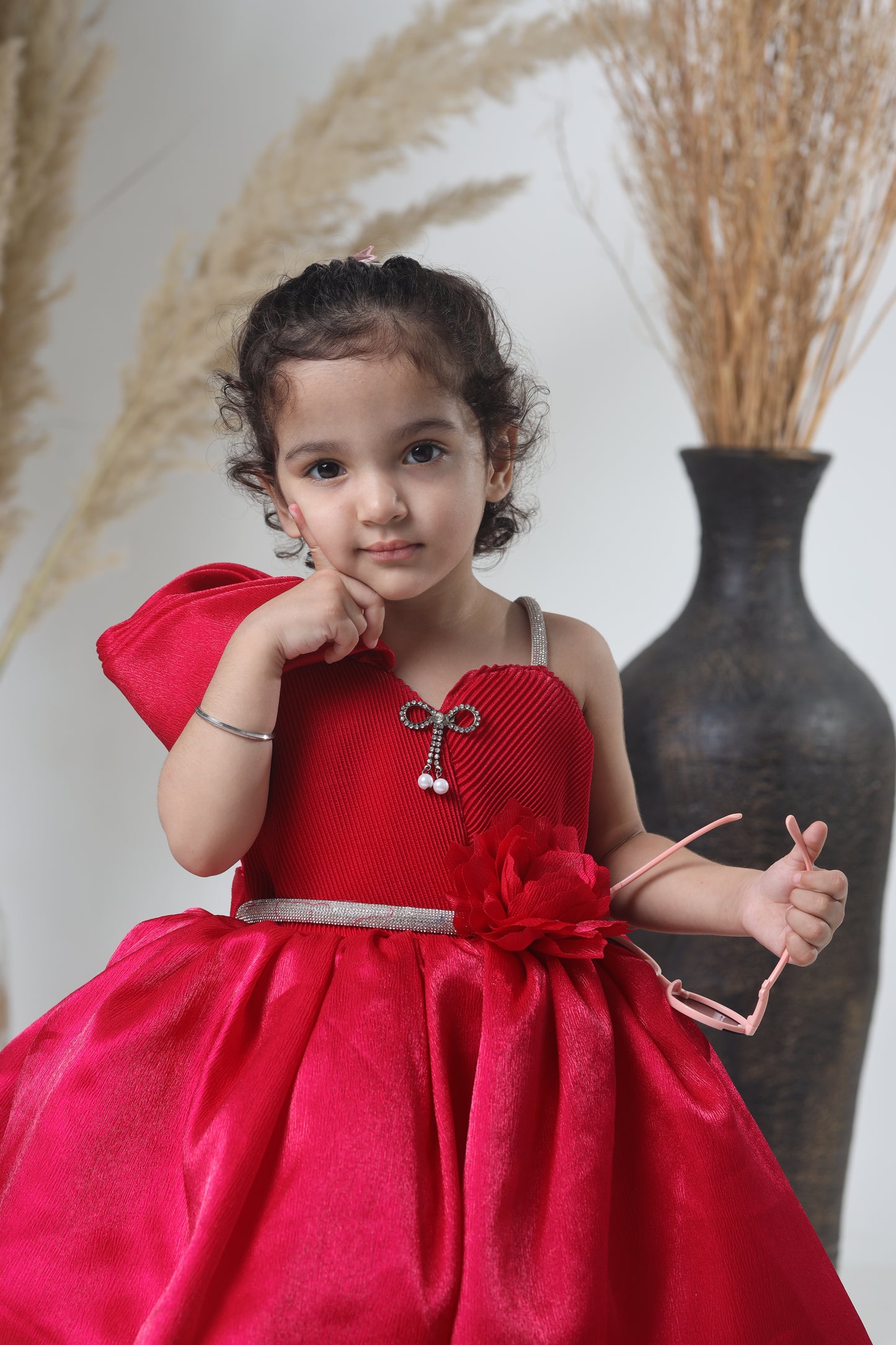 Stylish Red Party Wear Gown for Girls