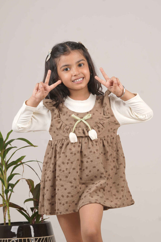 Girls’ Brown Frock – Elegant Party & Casual Wear Dress