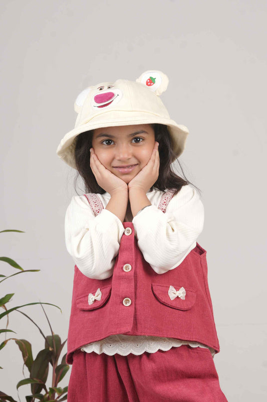 Girls Mehroon Denim Caferey with Top